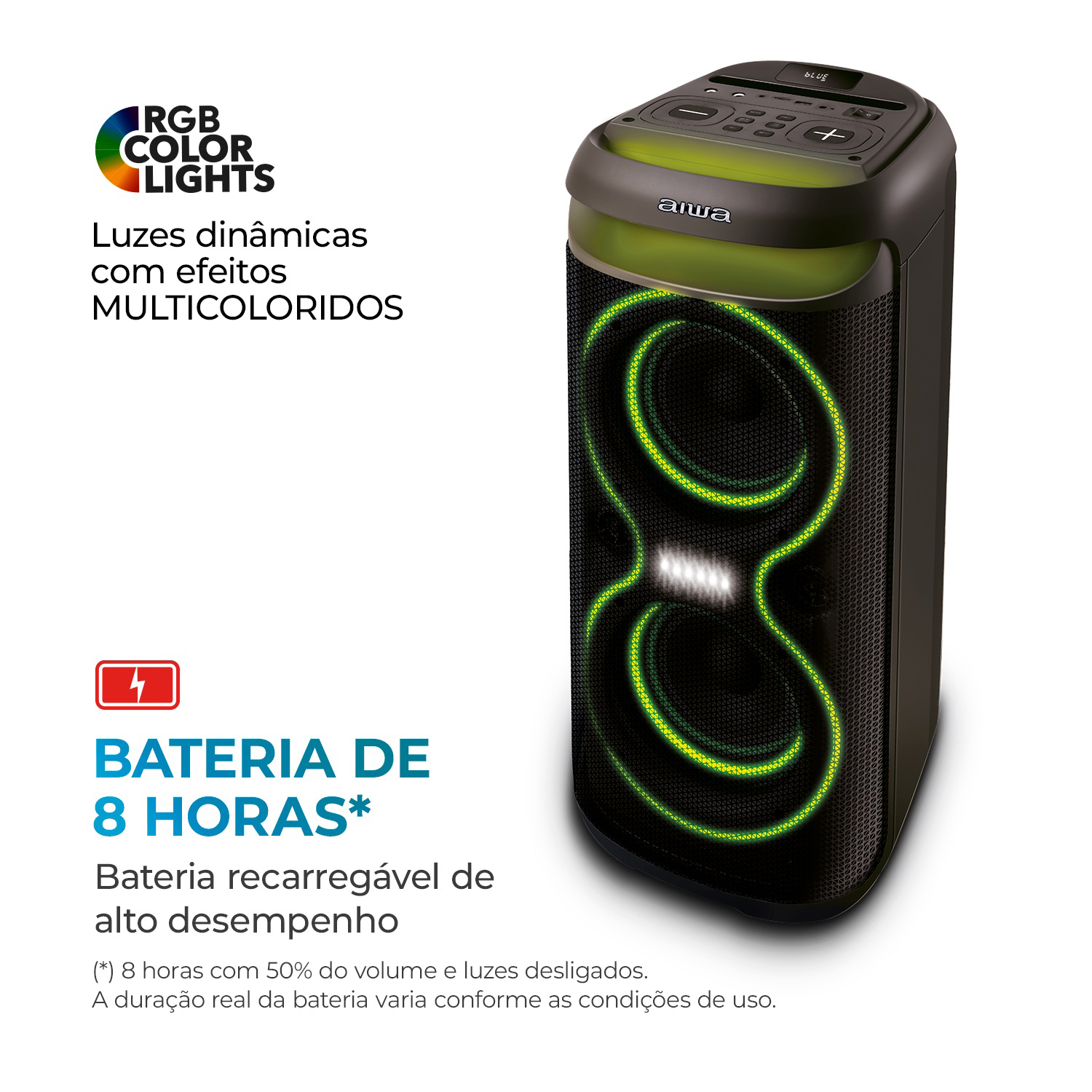 Caixa De Som Amplificada Party Box Aiwa Aws-pb-08 Bluetooth Caixa De Som Amplificada Party Box Aiwa Aws-pb-08 Bluetooth